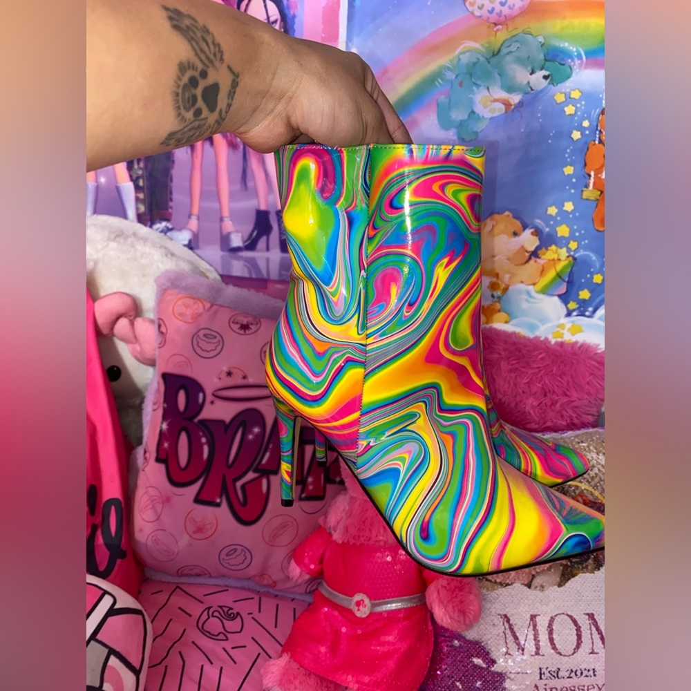 Rainbow heeled boots